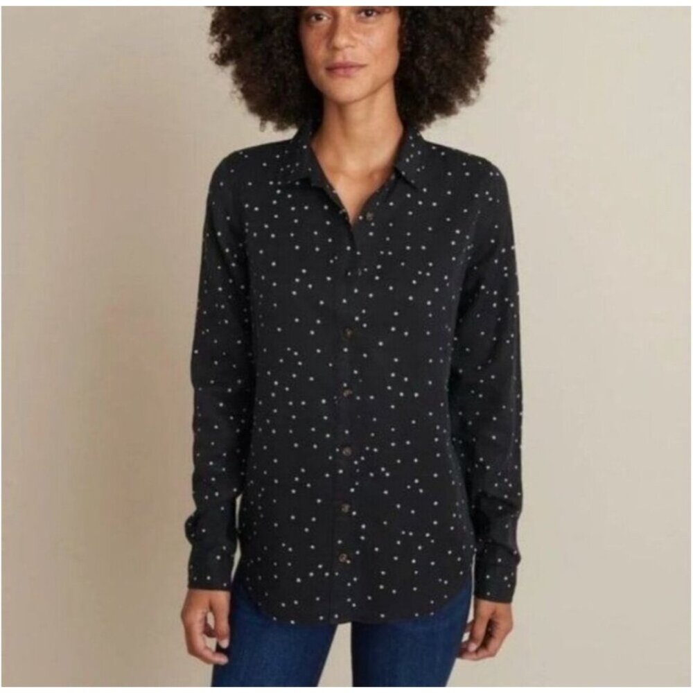 Marine Layer Starry Print Relaxed Fit Long Sleeve Shirt Black Large button down‎